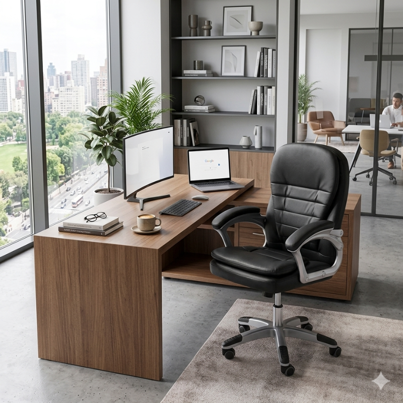 Vega Office Chair – Ergonomic PU Leather Desk Chair for Home & Office - Image 5