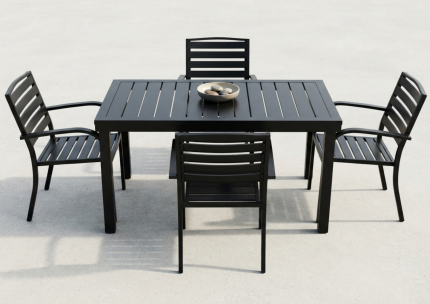 Outdoor Aluminium Dining Set | 5-Piece Matte Black | Table 120cm + 4 Armchairs | South Africa