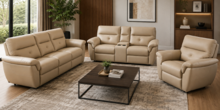 Verona 3-Piece Recliner Lounge Suite – Premium PU Leather Sofa Set