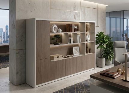 Hazel Filing Cabinet – Almond Grey (2800 × 400 × 2000 mm)